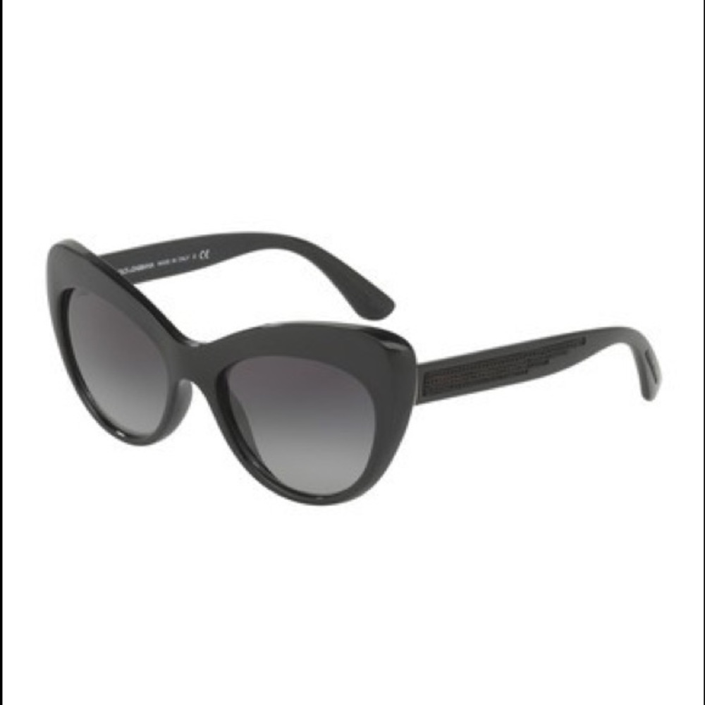 NWT DOLCE & GABBANA Black Cat Eye Sunglasses with Case 52mm $420 - Picture 3 of 7